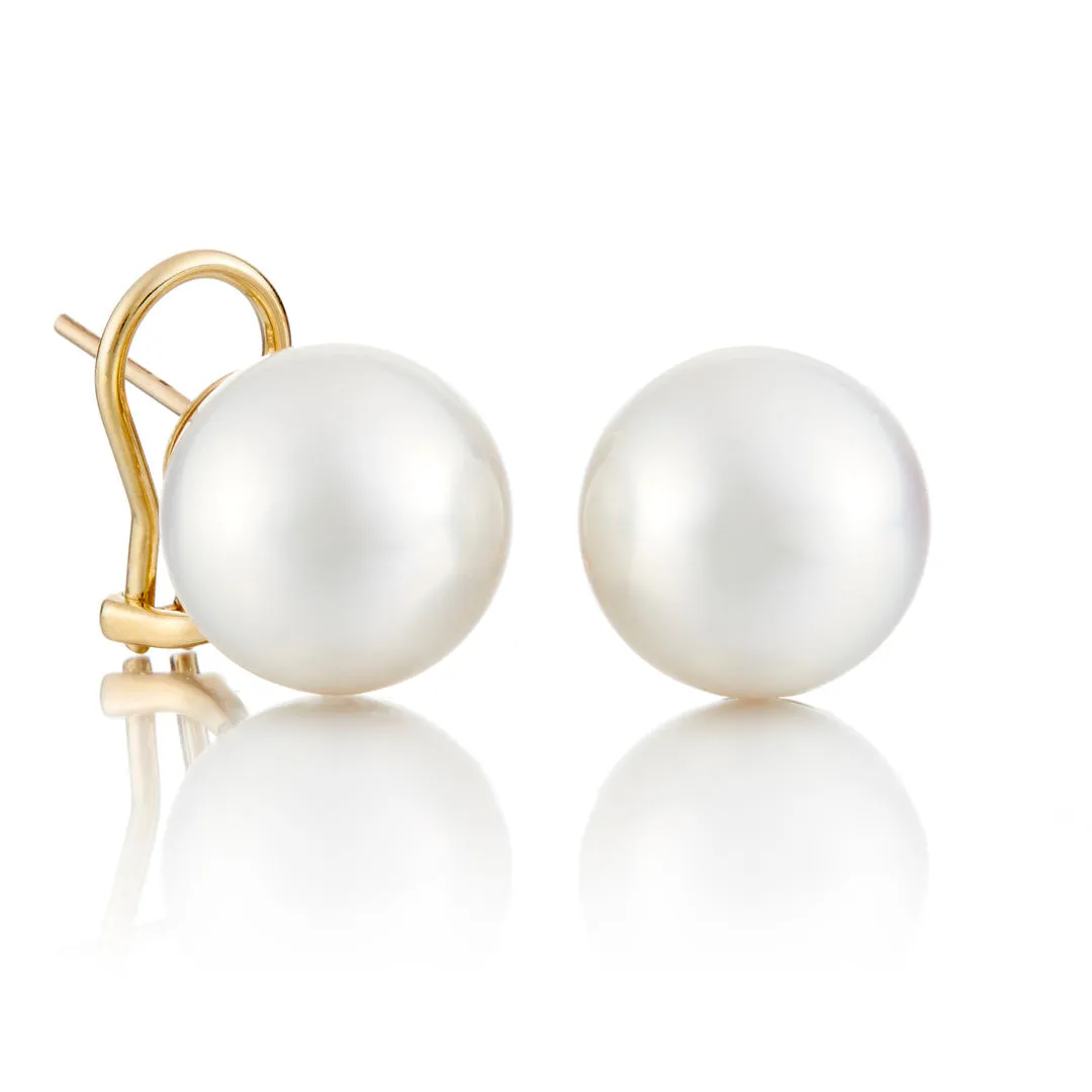 14mm White South Sea Pearl Earrings