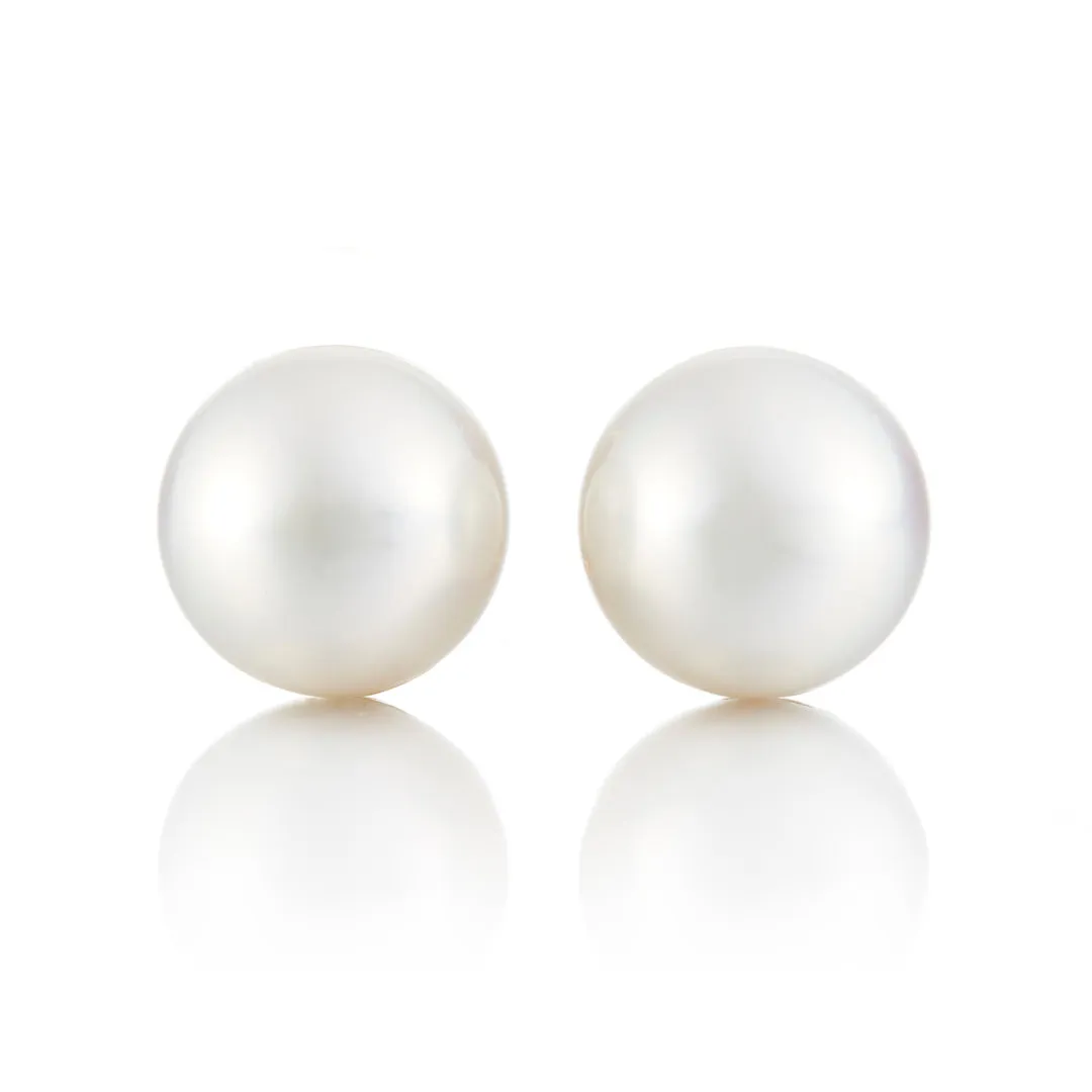 14mm White South Sea Pearl Earrings