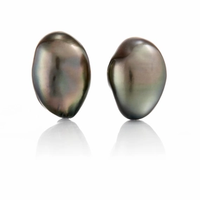 15mm Gray Keshi Tahitian Pearl Earrings