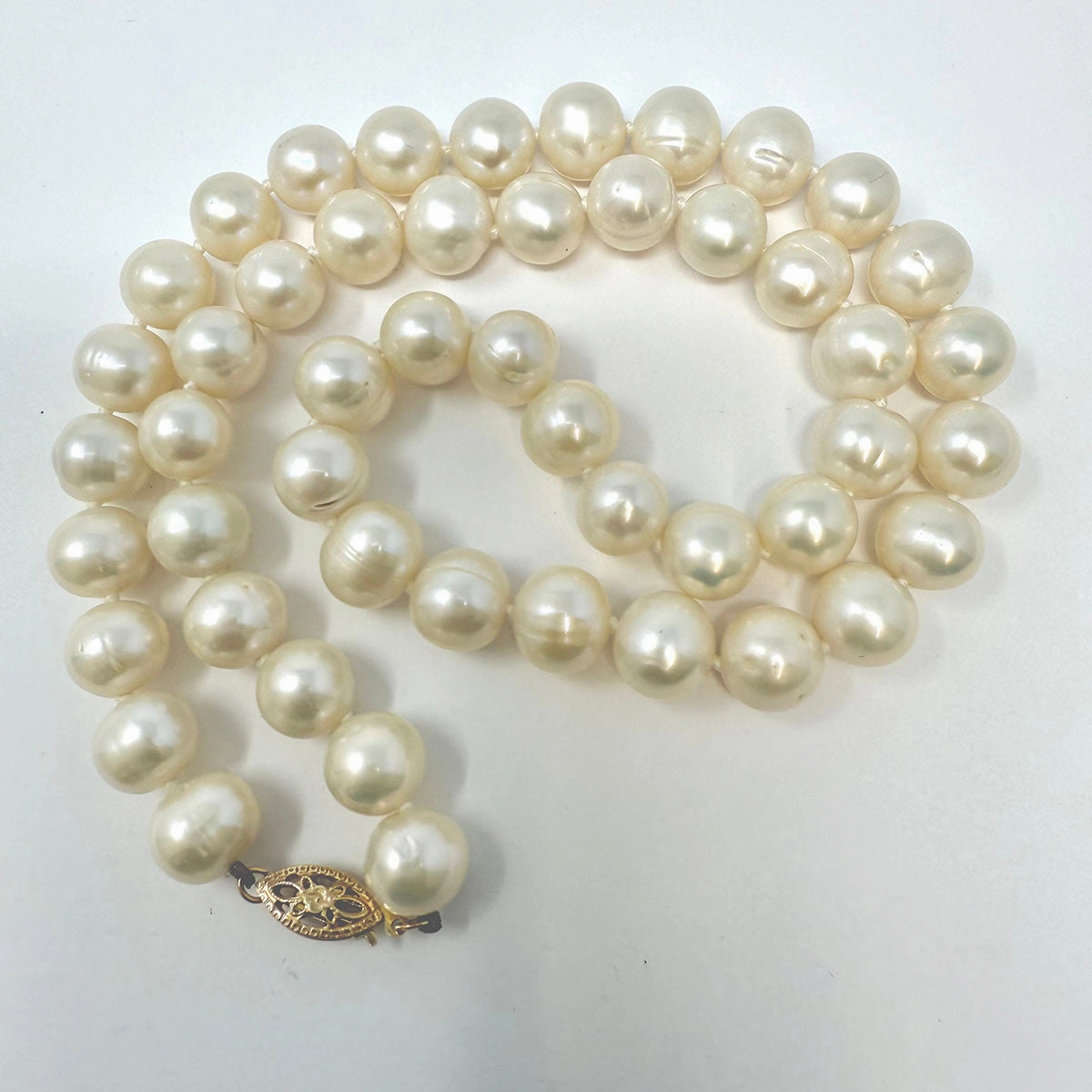 18" Freshwater Pearl Necklace with Filigree 14K Gold Clasp
