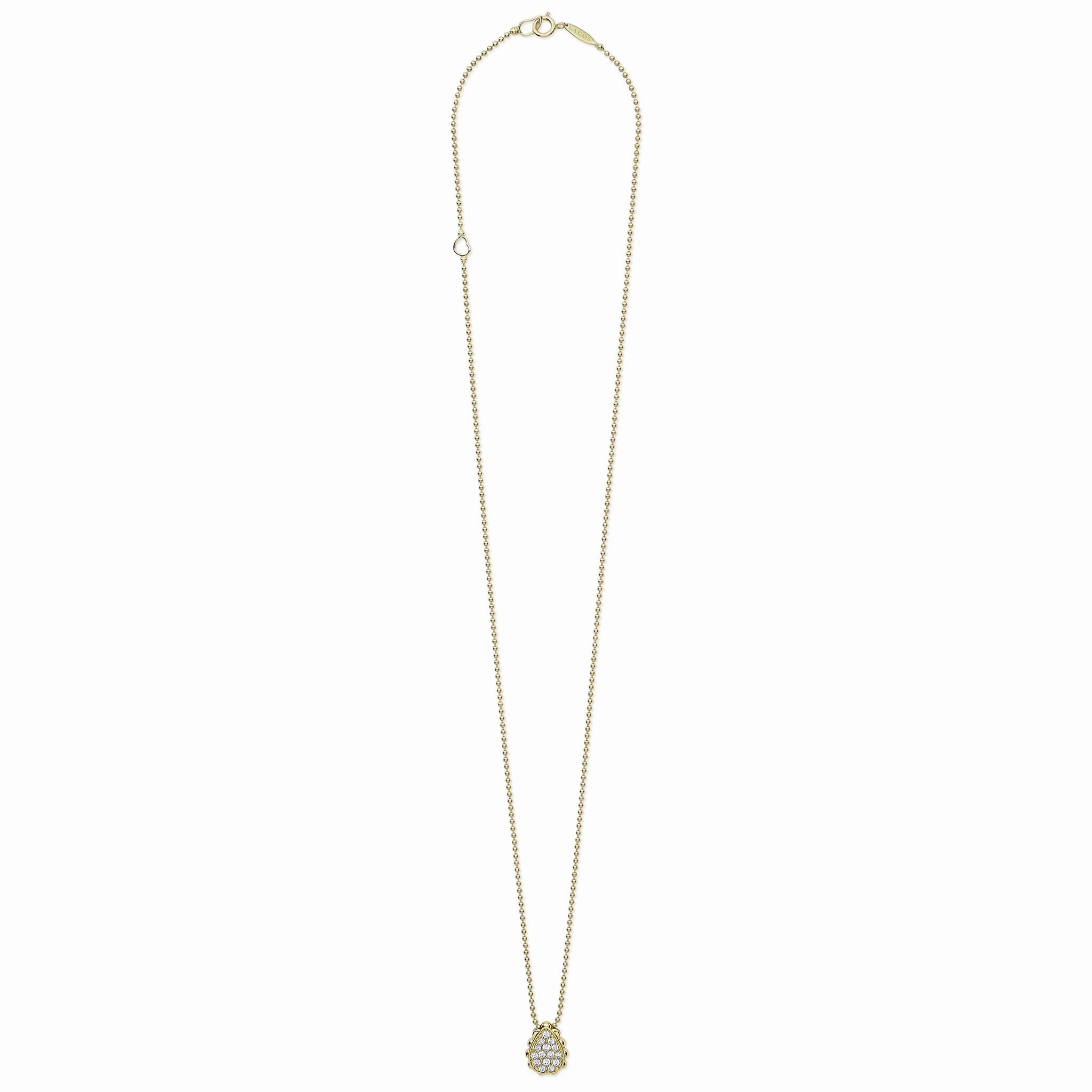 18K Caviar Gold Pave Diamond Pendant Necklace