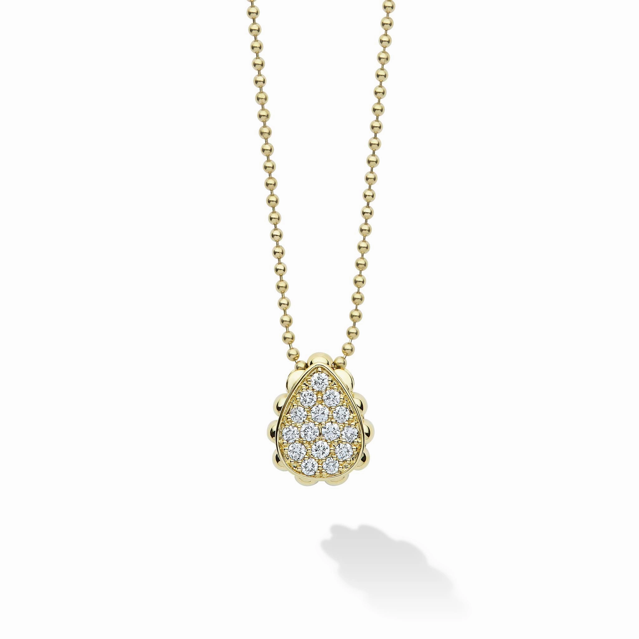18K Caviar Gold Pave Diamond Pendant Necklace