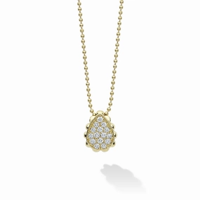 18K Caviar Gold Pave Diamond Pendant Necklace