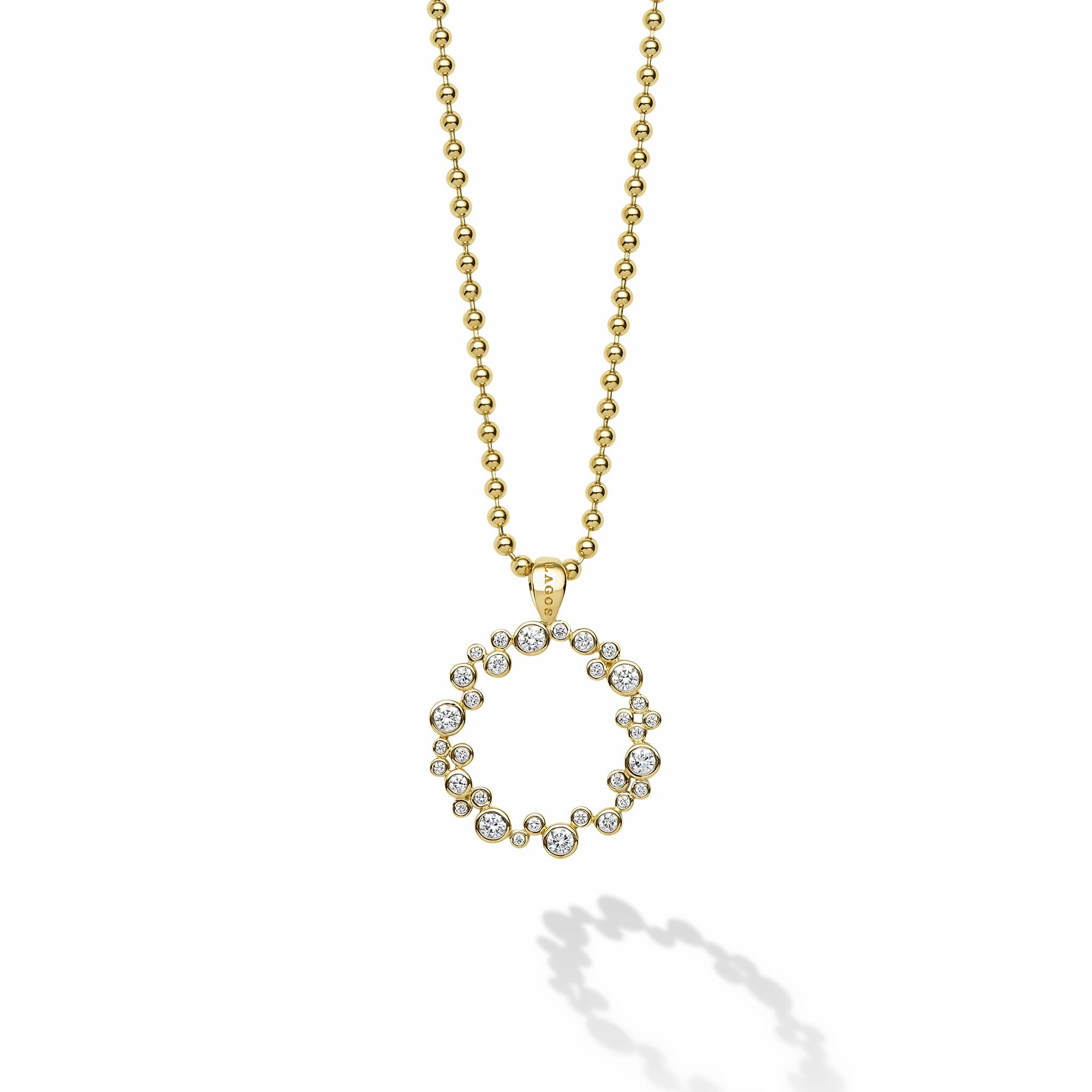 18K Fizz Diamond Circle Pendant Necklace