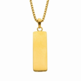 18K Gold IP Engravable Drop Pendant Necklace