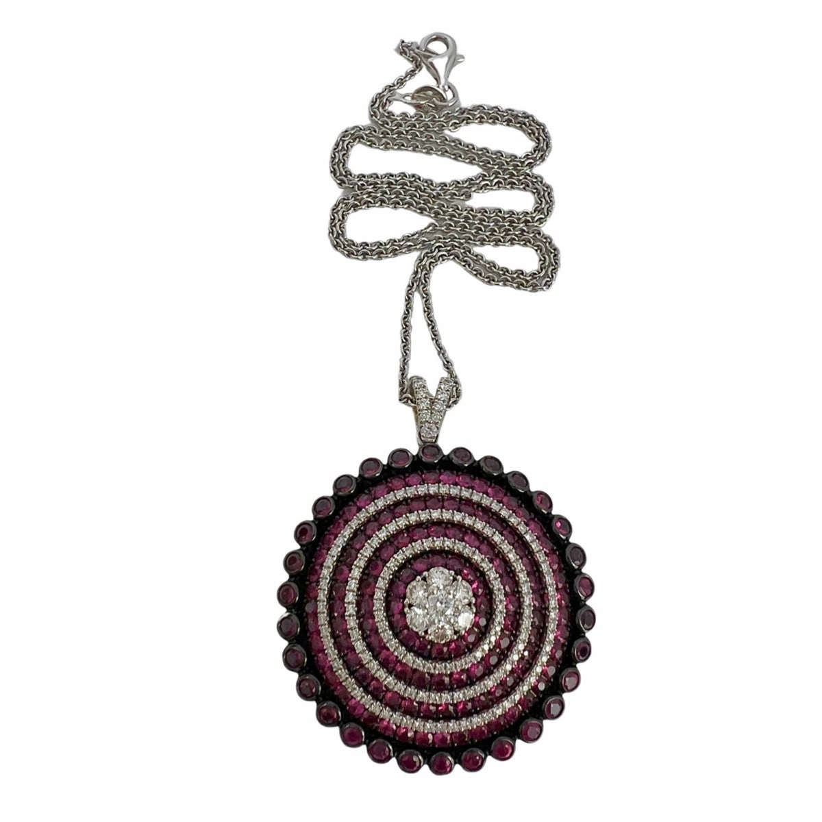 18K Gold Ruby and Diamond Pendant Necklace