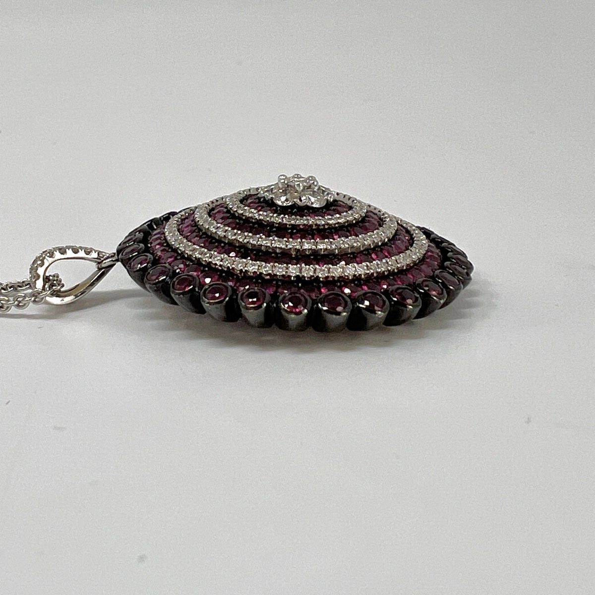 18K Gold Ruby and Diamond Pendant Necklace
