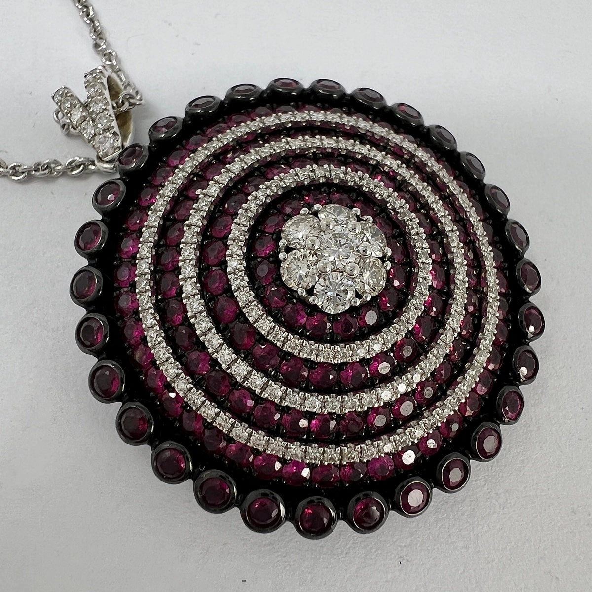 18K Gold Ruby and Diamond Pendant Necklace