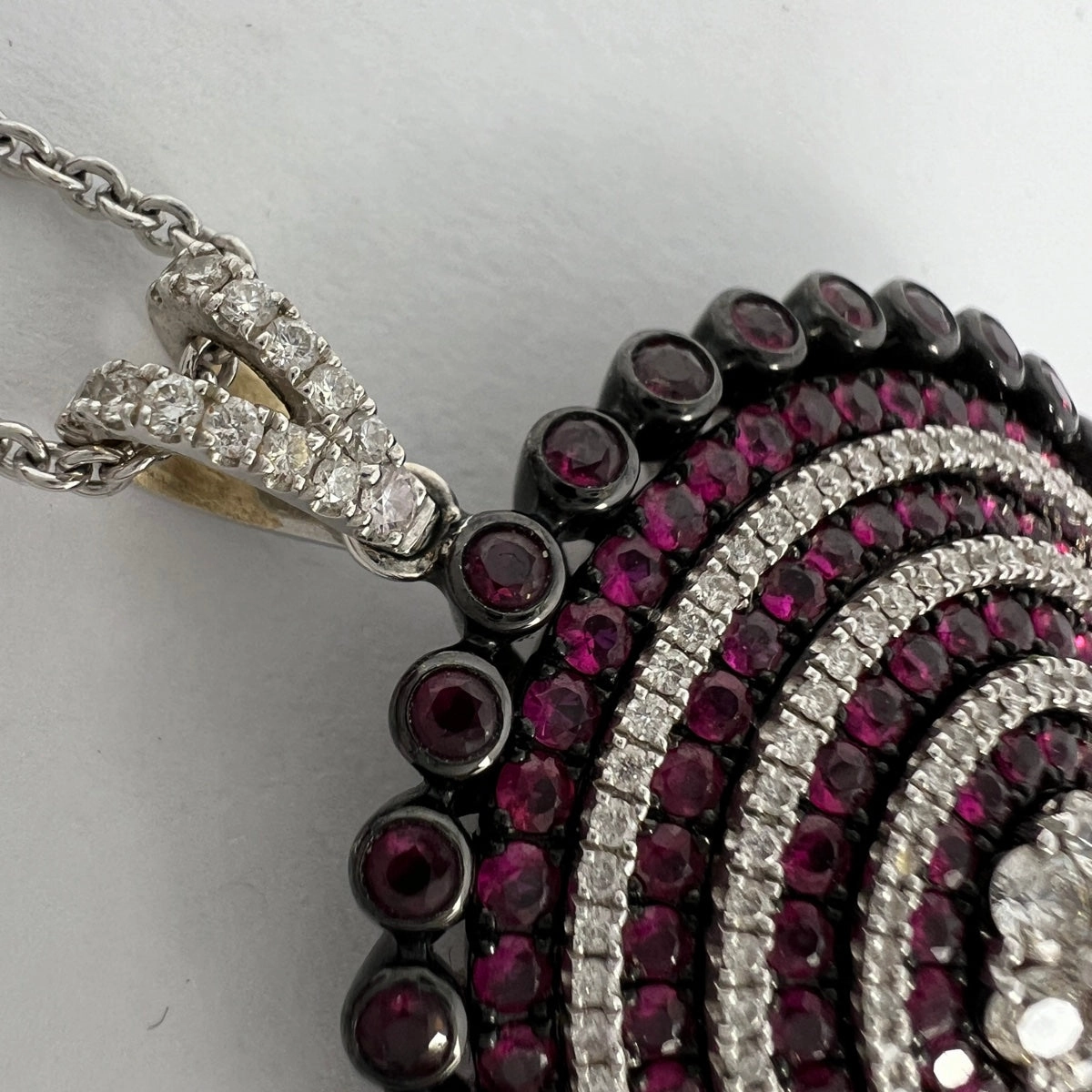 18K Gold Ruby and Diamond Pendant Necklace