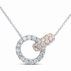 18K White And Rose Gold Natural Diamonds Circle Link Necklace