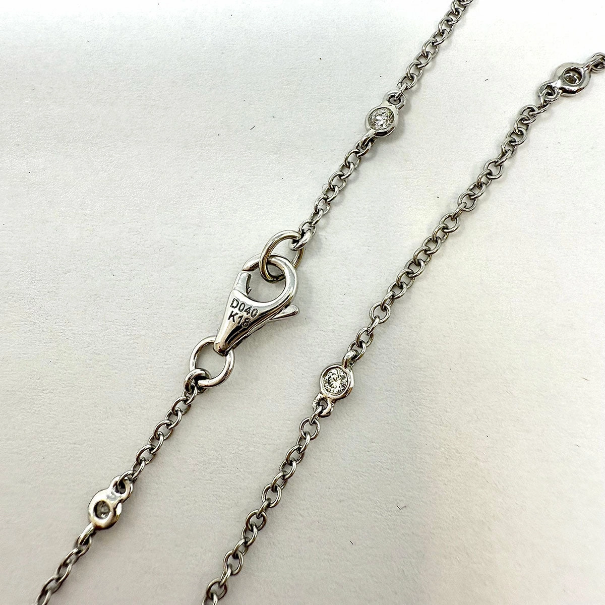 18K White Gold 16" Necklace with 13 Round Bezel Set Diamonds