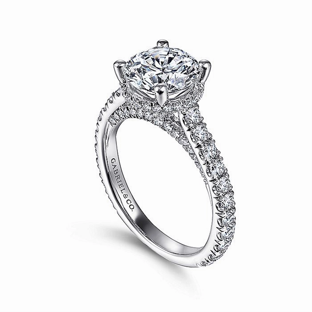 18K White Gold 'Camden' Hidden Halo Round Diamond Engagement Ring