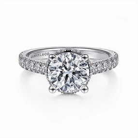18K White Gold 'Camden' Hidden Halo Round Diamond Engagement Ring