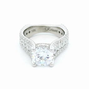 18K White Gold Classic Round Natural Diamonds Natural Diamonds Engagement Ring