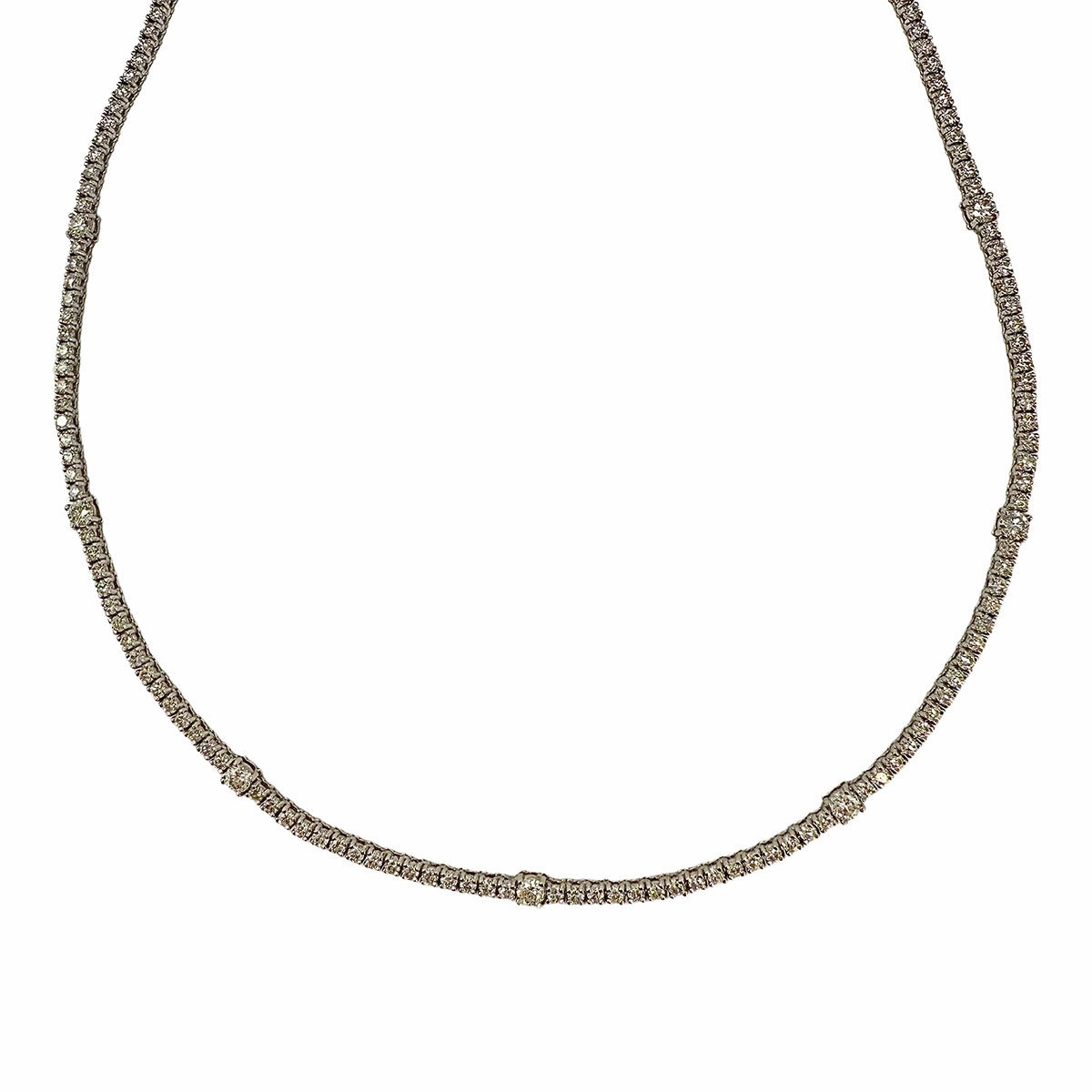 18K White Gold Diamond Tennis Necklace