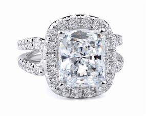 18K White Gold Halo Radiant Natural Diamonds Natural Diamonds Engagement Ring