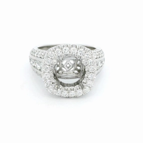 18K White Gold Halo Round Natural Diamonds Natural Diamonds Engagement Ring