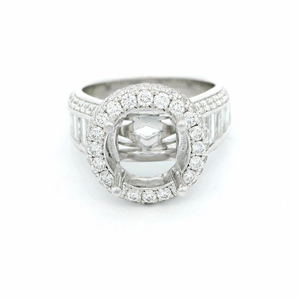 18K White Gold Halo Round Natural Diamonds Natural Diamonds Engagement Ring