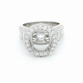 18K White Gold Halo Round Natural Diamonds Natural Diamonds Engagement Ring