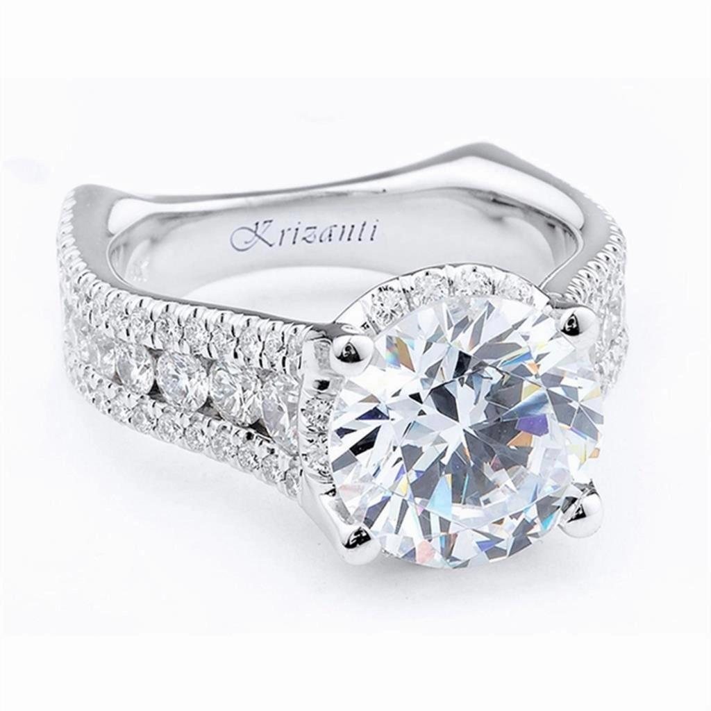 18K White Gold Hidden Halo Round Natural Diamonds Natural Diamonds Engagement Ring