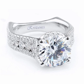 18K White Gold Hidden Halo Round Natural Diamonds Natural Diamonds Engagement Ring