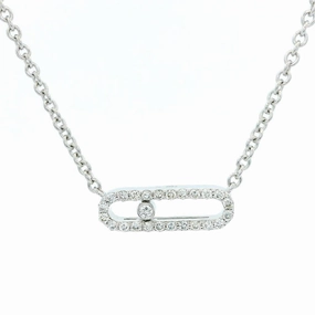 18K White Gold Natural Sliding Diamonds Bar Necklace