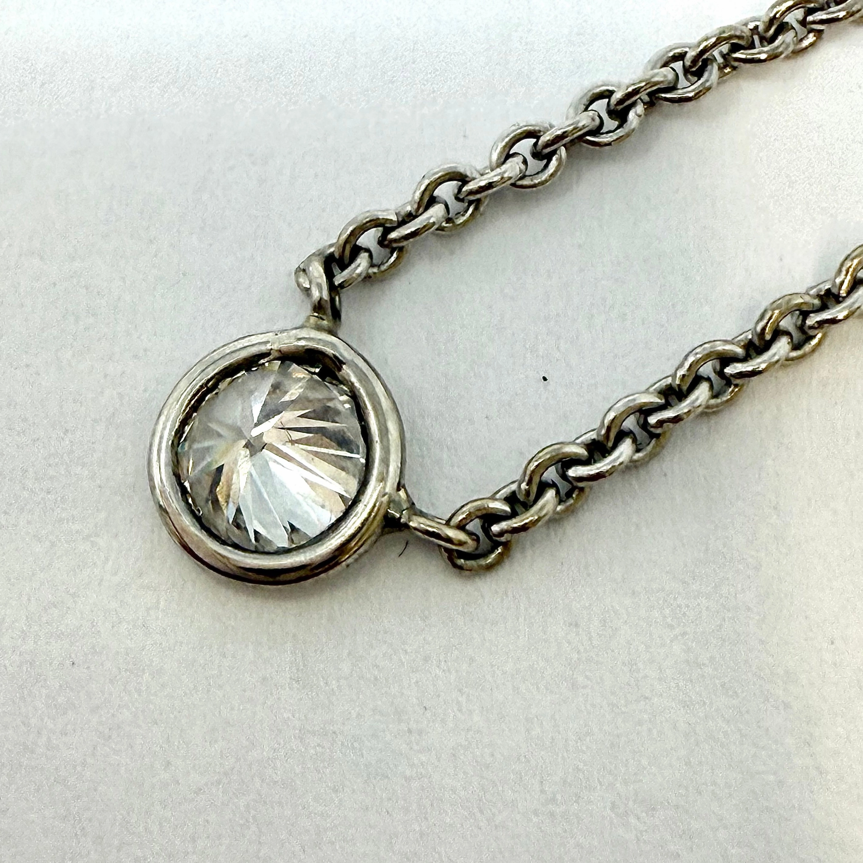 18K White Gold Necklace with .43ct Bezel Set Diamond