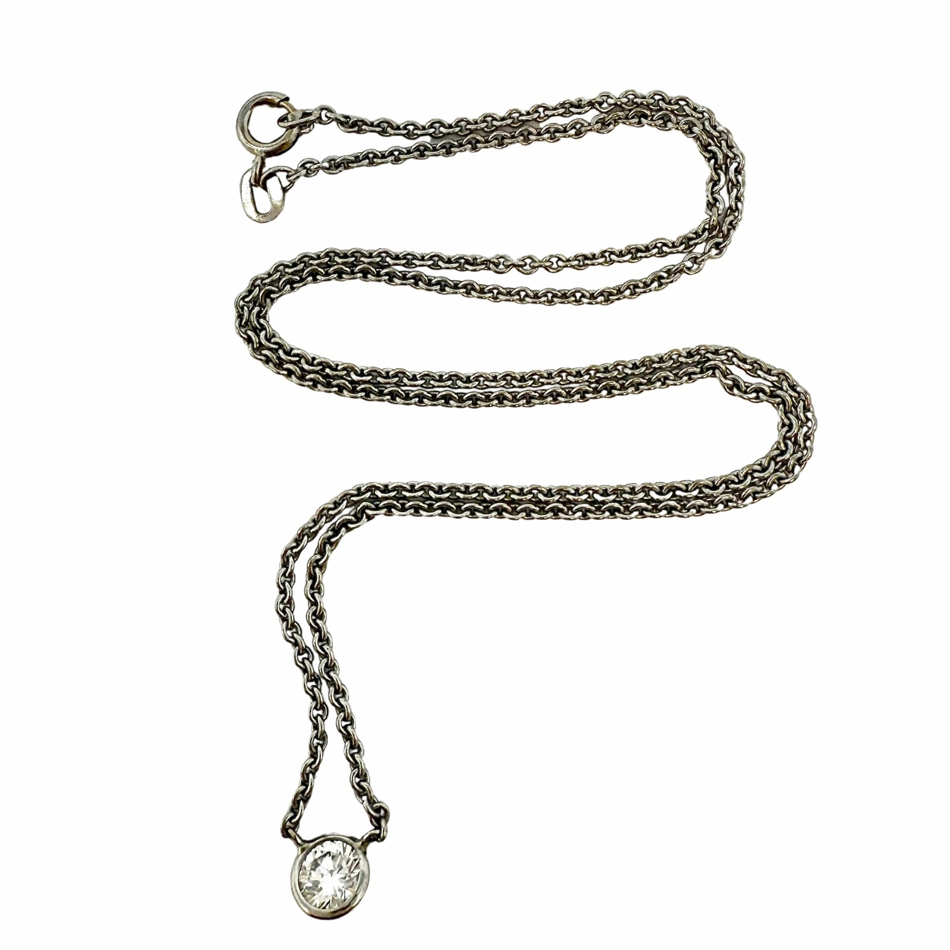 18K White Gold Necklace with .43ct Bezel Set Diamond