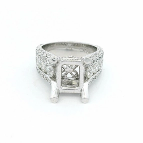 18K White Gold Wide Band Emerald Cut Natural Diamonds Natural Diamonds Engagement Ring