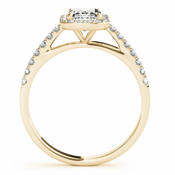 18K Yellow Gold Emerald Halo Engagement Ring