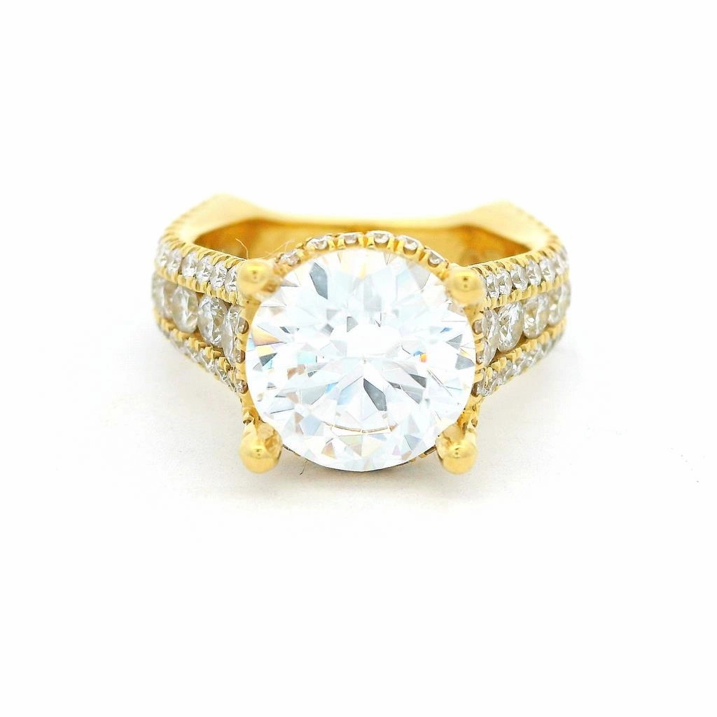18K Yellow Gold Hidden Halo Round Natural Diamonds Natural Diamonds Engagement Ring