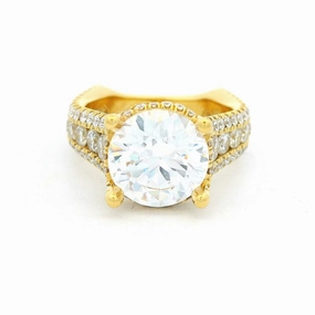 18K Yellow Gold Hidden Halo Round Natural Diamonds Natural Diamonds Engagement Ring