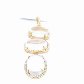 18K Yellow Gold Moonstones And Diamond Drop Pendant