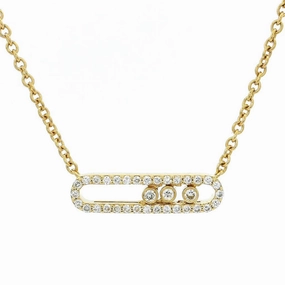 18K Yellow Gold Natural Sliding Diamonds Bar Necklace