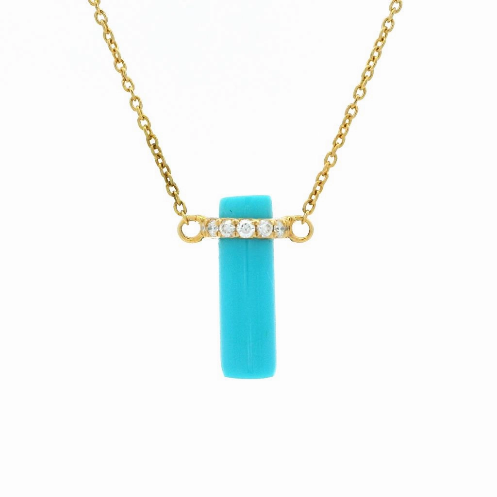 18K Yellow Gold Turquoise Contemporary Necklace