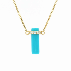 18K Yellow Gold Turquoise Contemporary Necklace