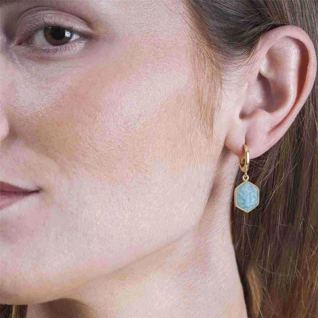 18K Yellow Gold Vermeil Amazonite Dangle Earrings