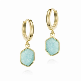 18K Yellow Gold Vermeil Amazonite Dangle Earrings