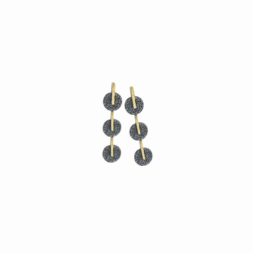 18K Yellow Gold Vermeil And Black Ruthenium Drop Earrings