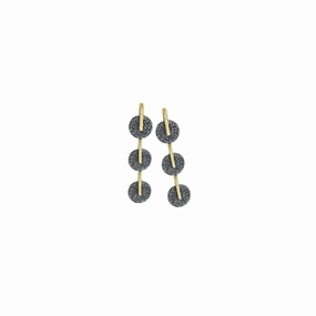 18K Yellow Gold Vermeil And Black Ruthenium Drop Earrings