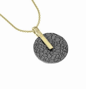 18K Yellow Gold Vermeil Black Ruthenium Circle Pendant