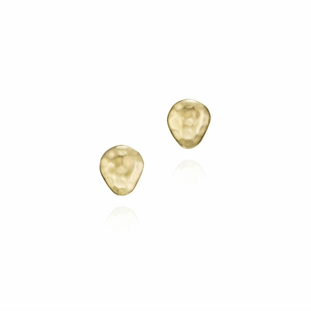 18K Yellow Gold Vermeil Button Earrings