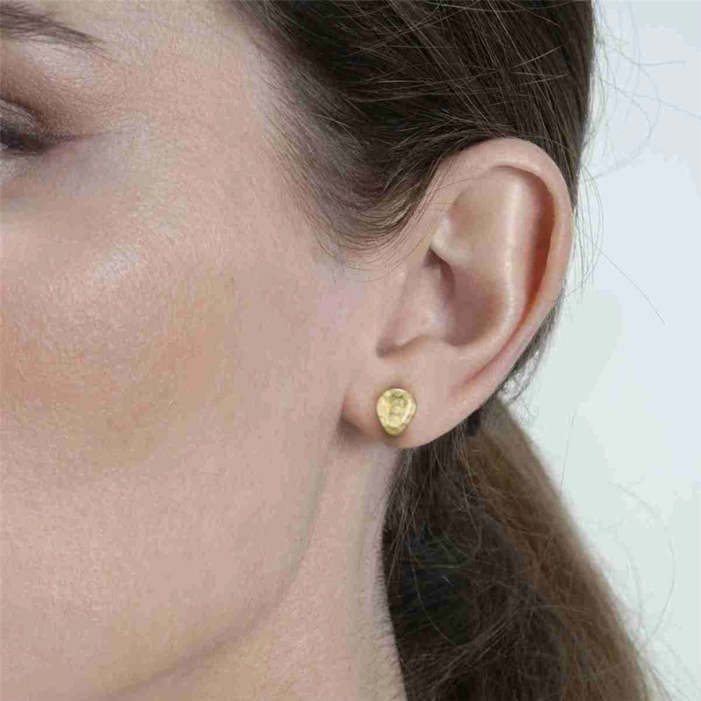 18K Yellow Gold Vermeil Button Earrings