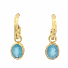 18K Yellow Gold Vermeil Dangle Aquamarine Earrings