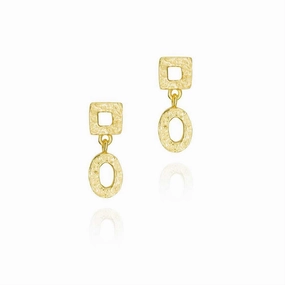 18K Yellow Gold Vermeil Geometric Dangle Earrings