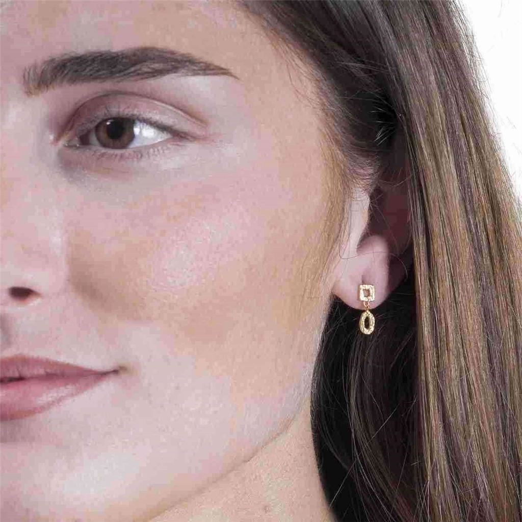 18K Yellow Gold Vermeil Geometric Dangle Earrings