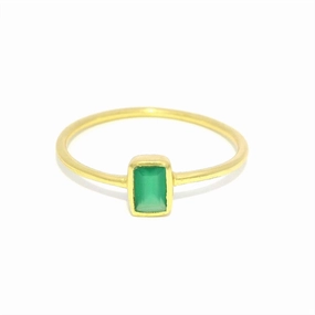 18K Yellow Gold Vermeil Green Onyx Classic Ring