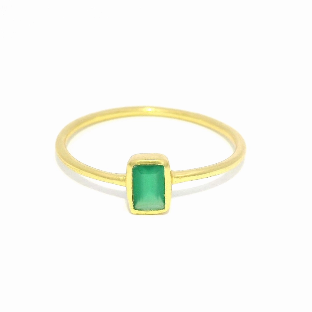 18K Yellow Gold Vermeil Green Onyx Classic Ring