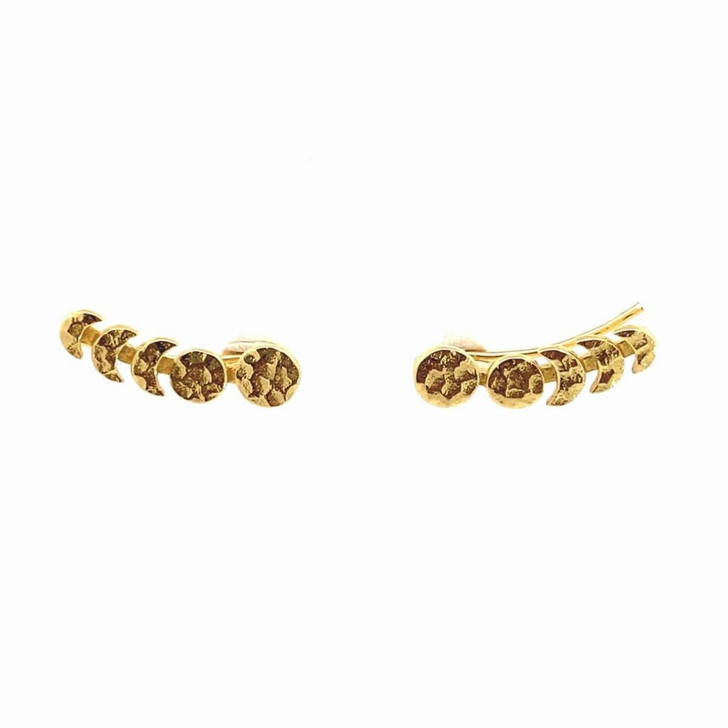 18K Yellow Gold Vermeil Hammered Arrow Climber Earrings