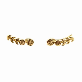18K Yellow Gold Vermeil Hammered Arrow Climber Earrings